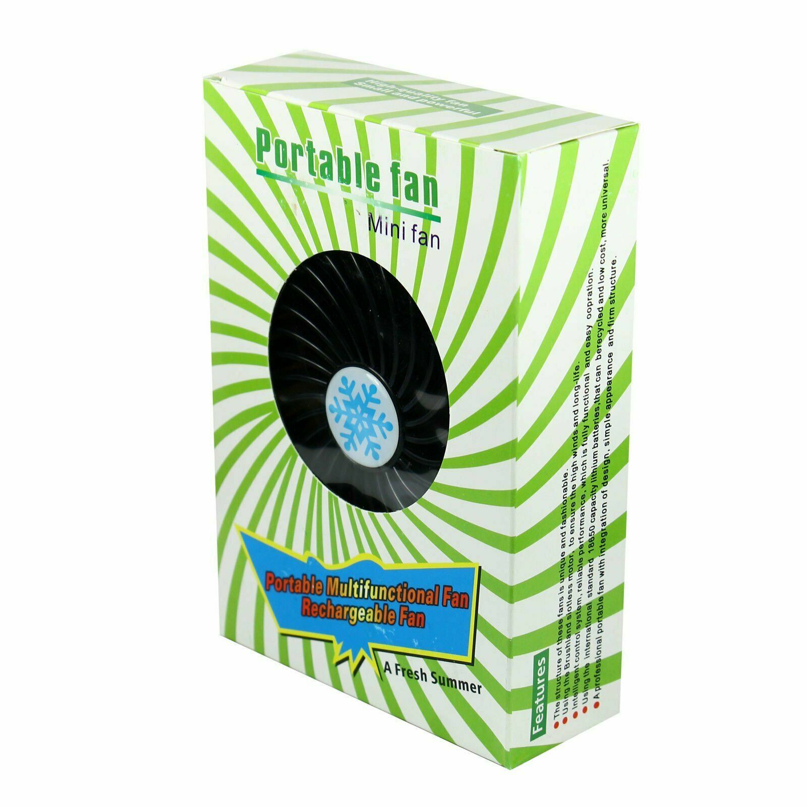 Portable Rechargeable LED Fan air Cooler Mini Operated Desk USB - 18650 Battery