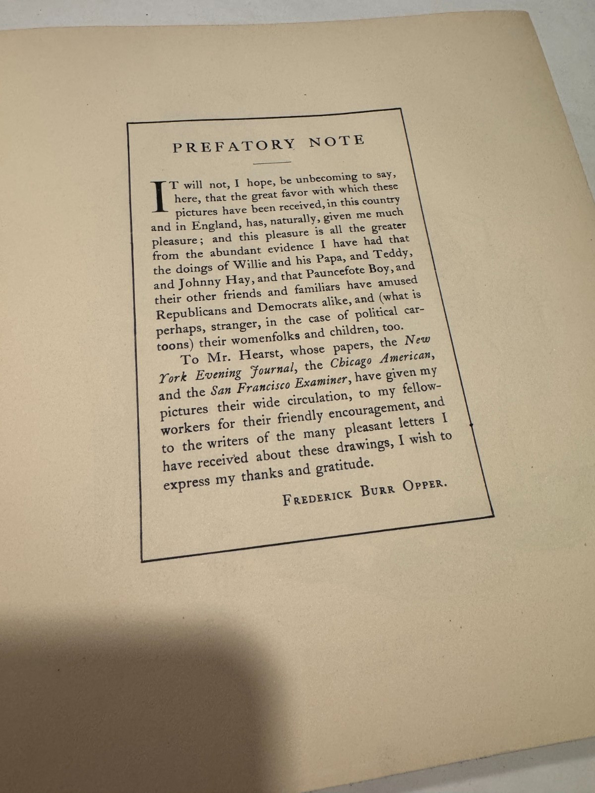 SIGNED BY AUTHOR! Willie and His Papa F. Opper 1901 Book McKinley Teddy Satire