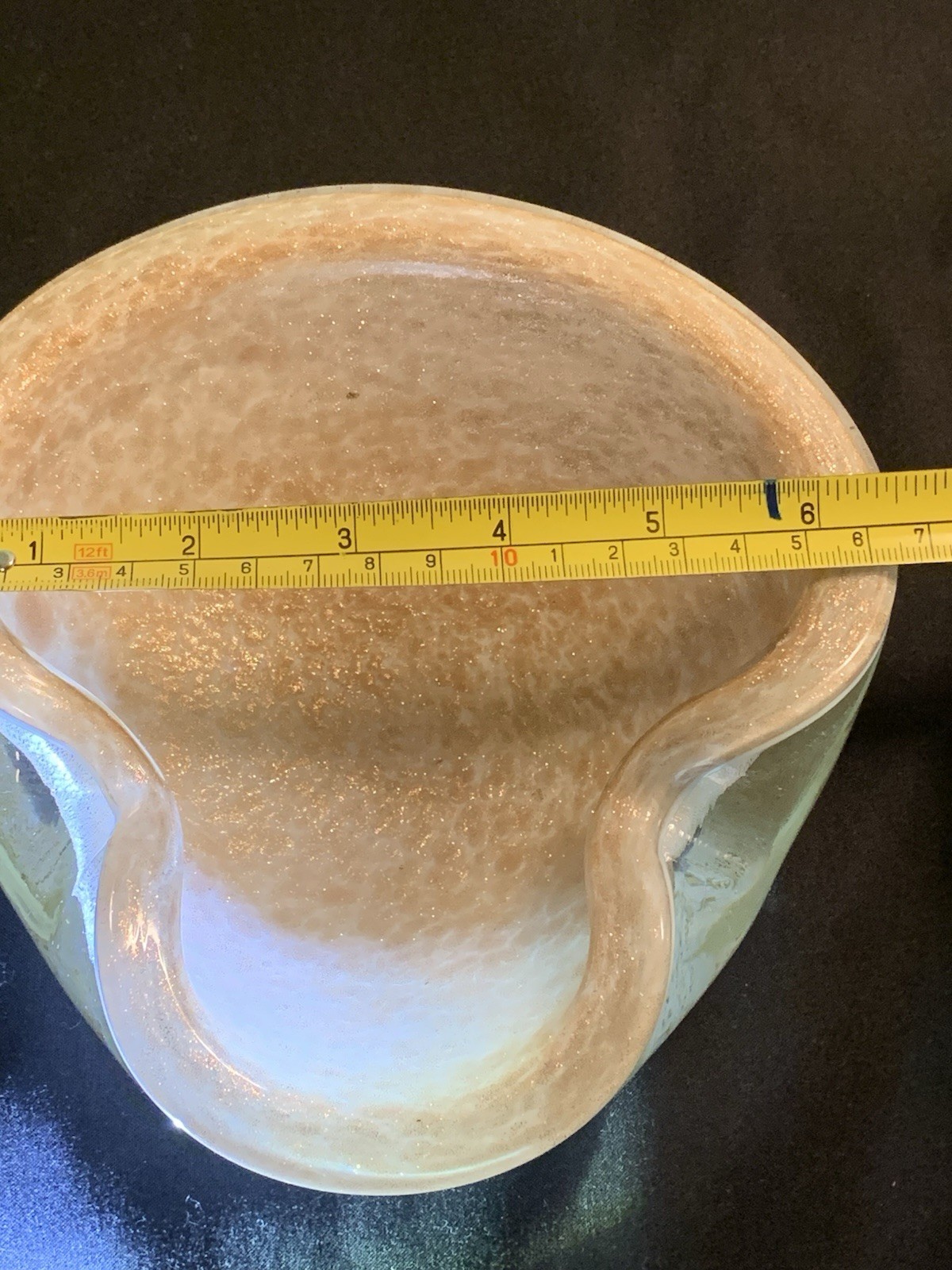 Vintage Murano Art Glass Alfredo Barbini Venetian Bowl Gold Fleck Candy Dish MCM