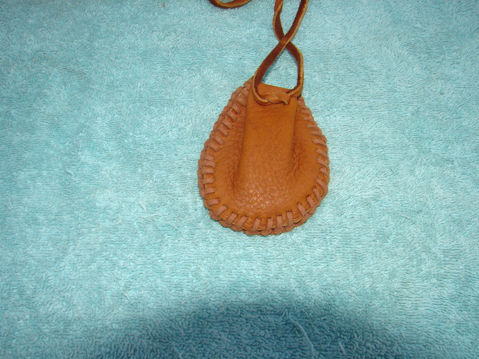 Deerskin Leather Medicine Bag, Native American Buckskin Necklace Pouch, 3"