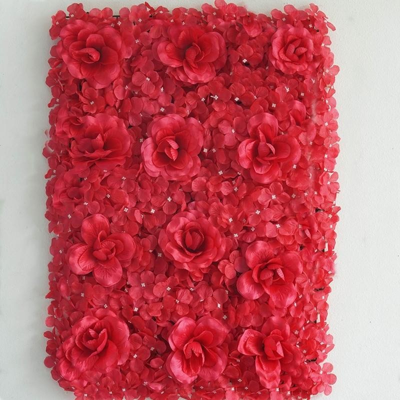 4 Red Roses and Hydrangea Flowers Mat Wall Backdrop Panels Wedding Decorations