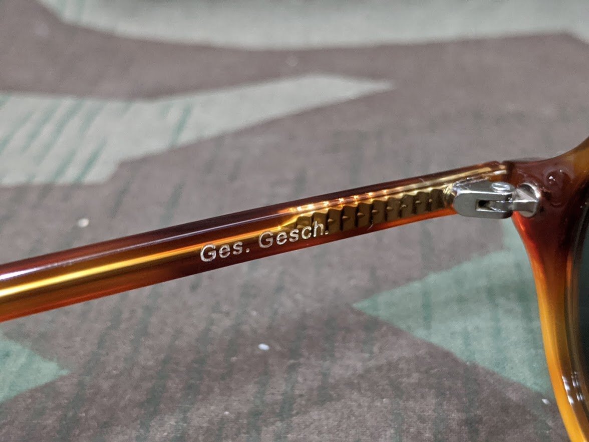 Repro WWII German Tortoise Shell Round MG Blendschutzbrille Sunglasses 1940s Vtg