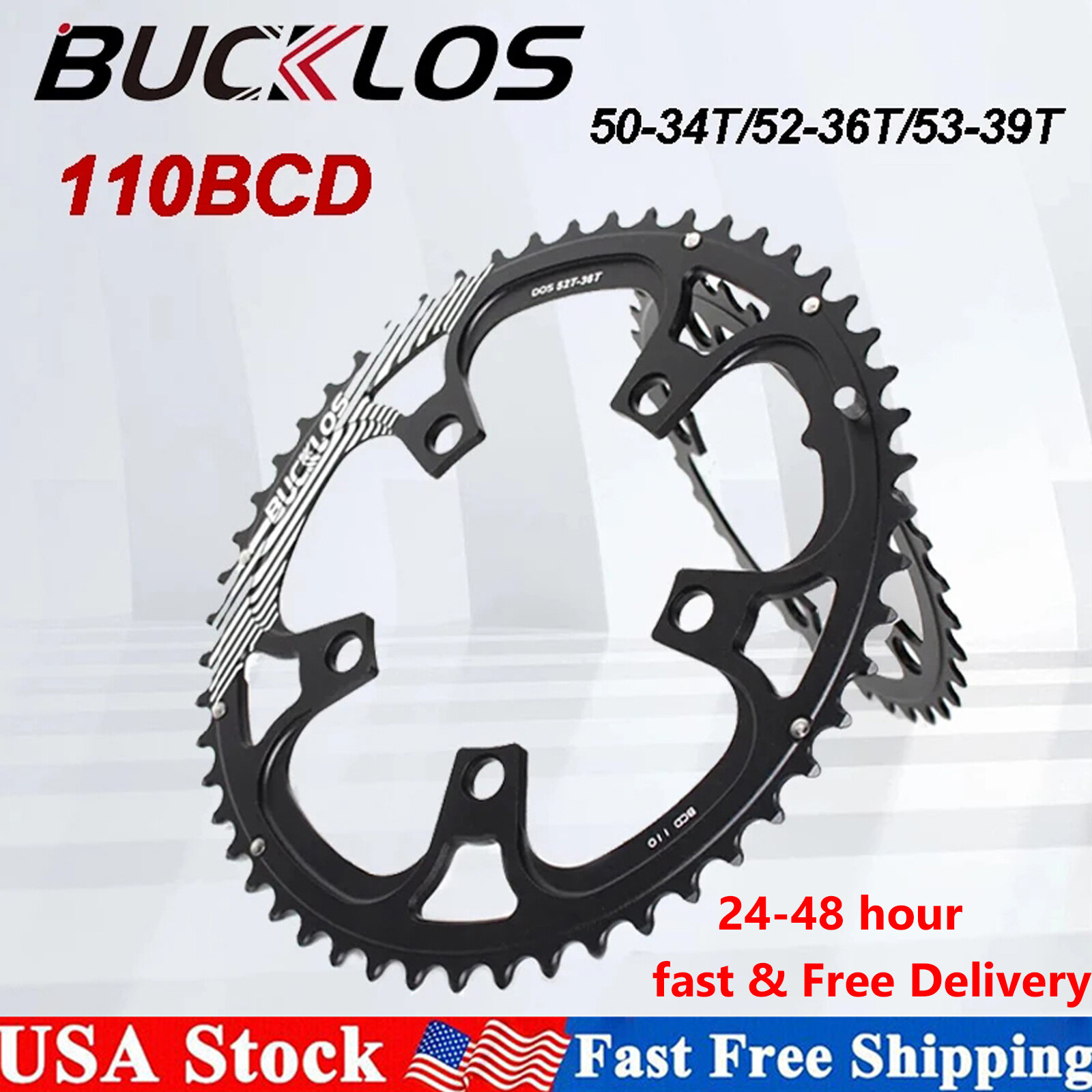 34/36/39/50/52/53T 110BCD Chainring Road Bike Fit Shimano Sram Crankset Aluminum
