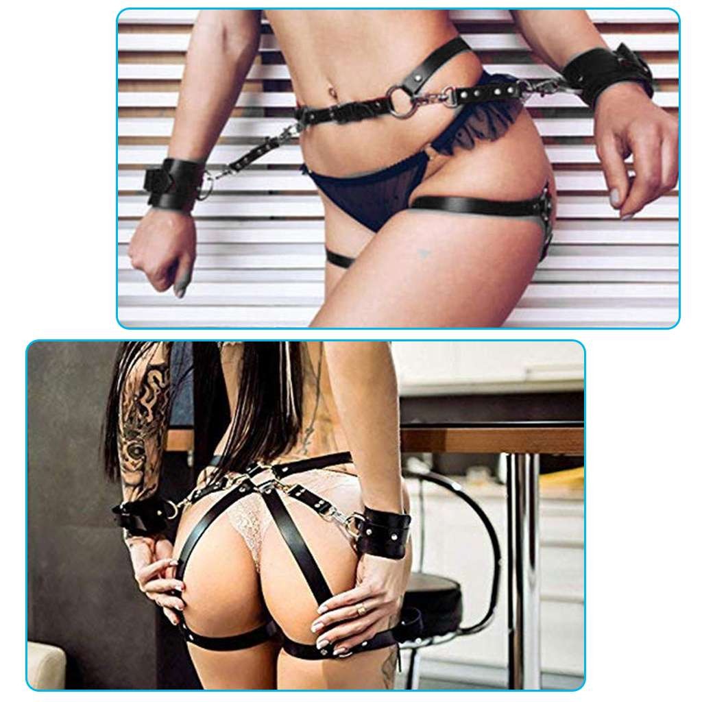Female Bondage Harness Garter Stocking Belt Body Lingerie Leather Thigh Garter