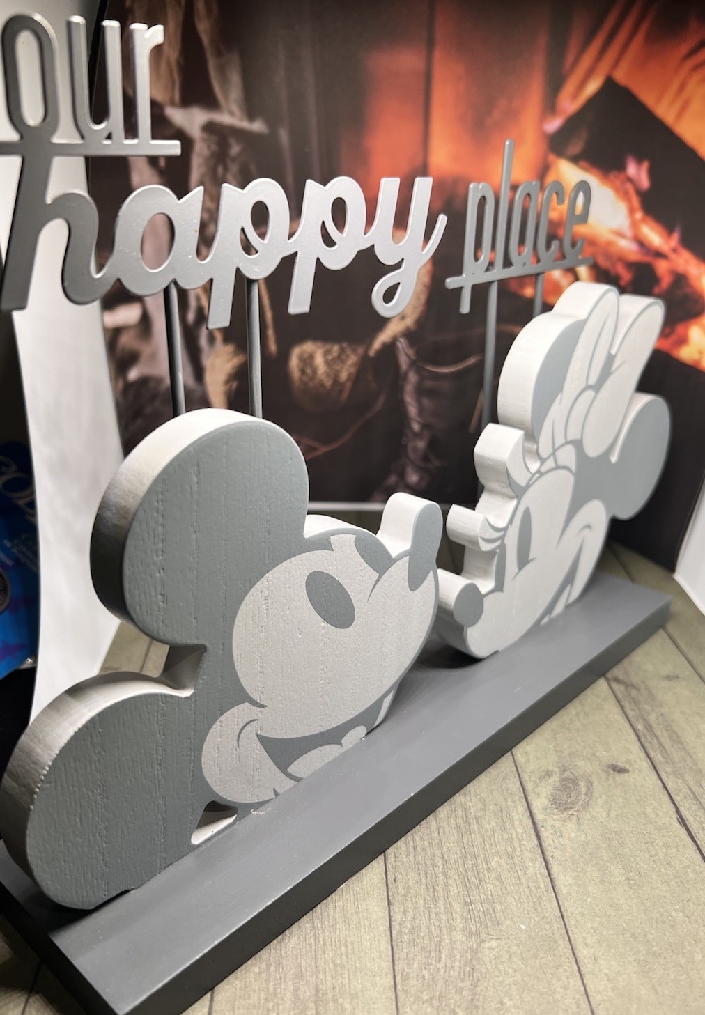 Disney World Our Happy Place Mickey Minnie Mouse Wood Metal Shelf Home Decor NEW