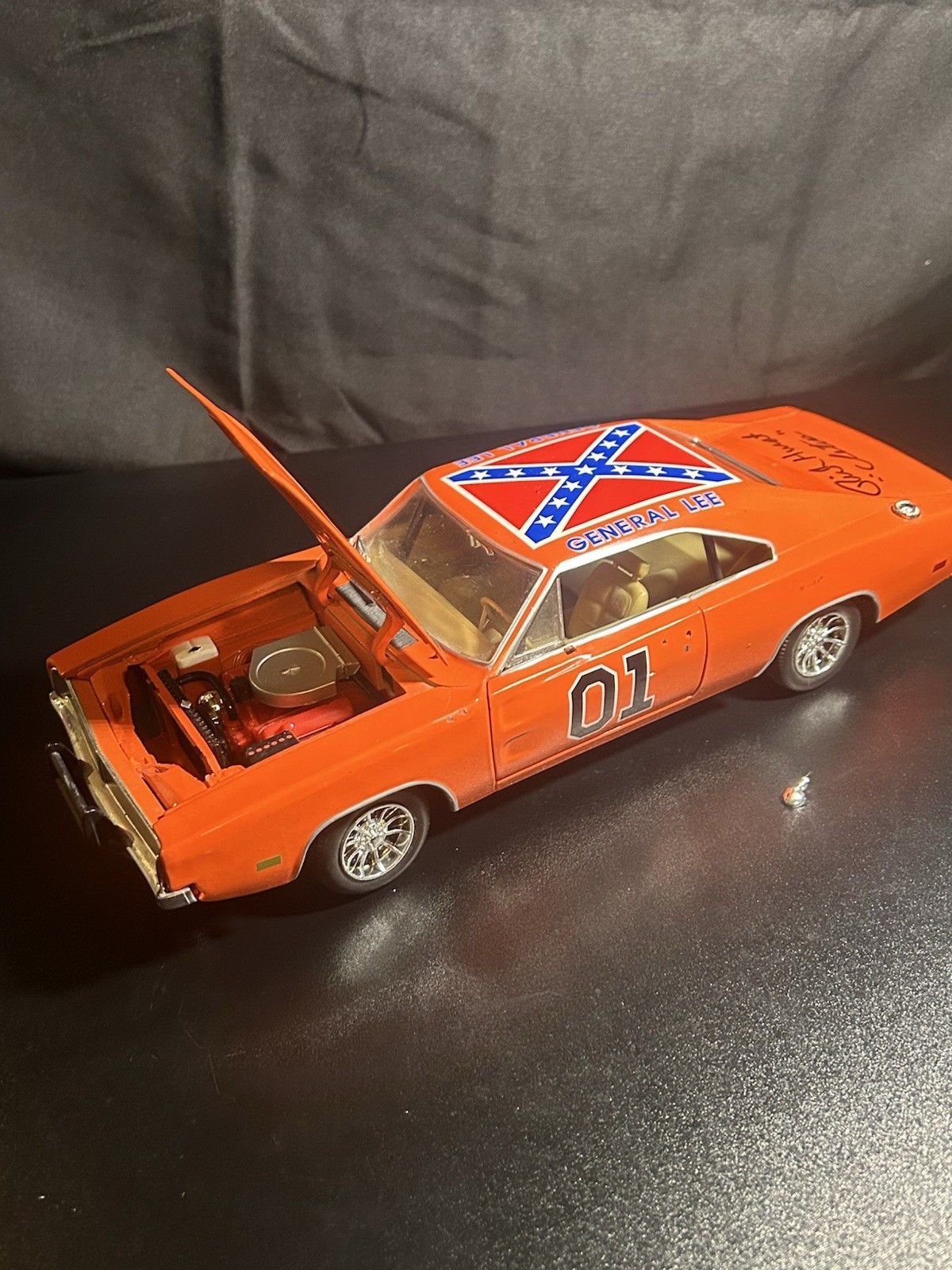 The Dukes Of Hazzard 1:18 General Lee Signed Autographed By Rick Hurst Cletus