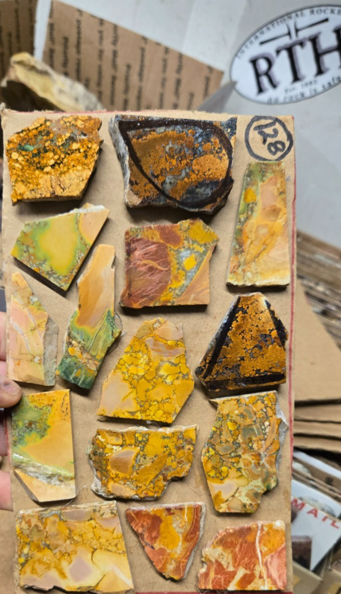 Assorted RARE Magnesite, Cabochon Slabs Preform Slices, 15 Pcs, Flat 128