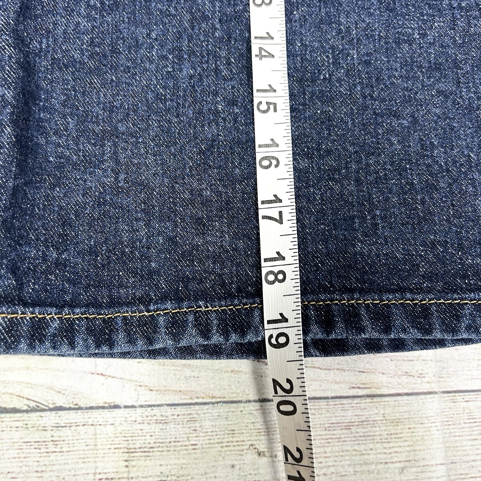 Vintage L.E.I Blue Denim Jean Mini Skirt Size 13 Y2K 90s Cotton Dark Wash