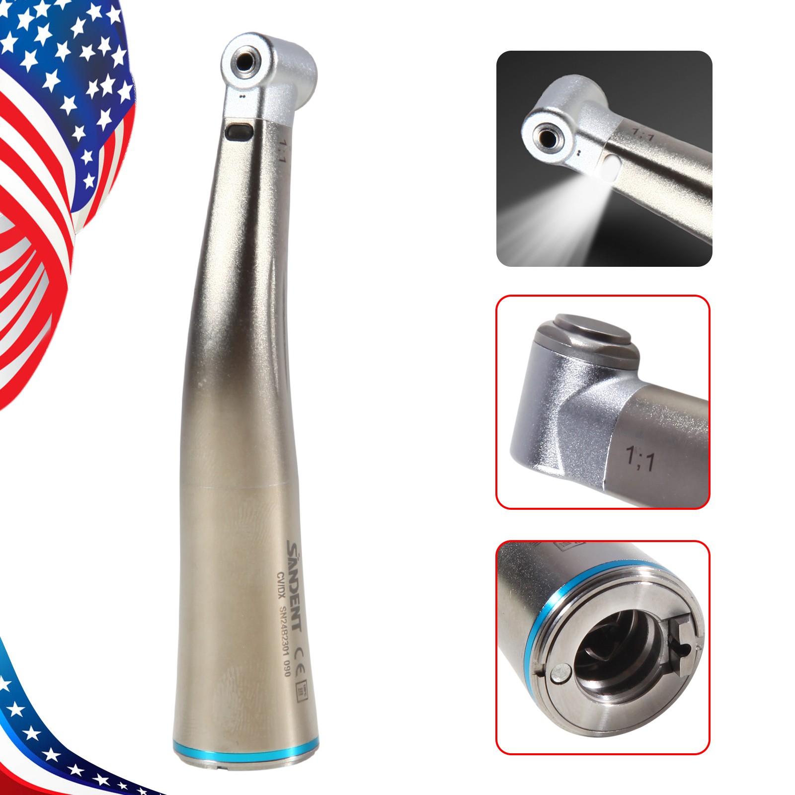 Dental Electric Handpiece 1:5/ 1:1 Fiber Optic Contra Angle/ 1:4.2 45° Surgical