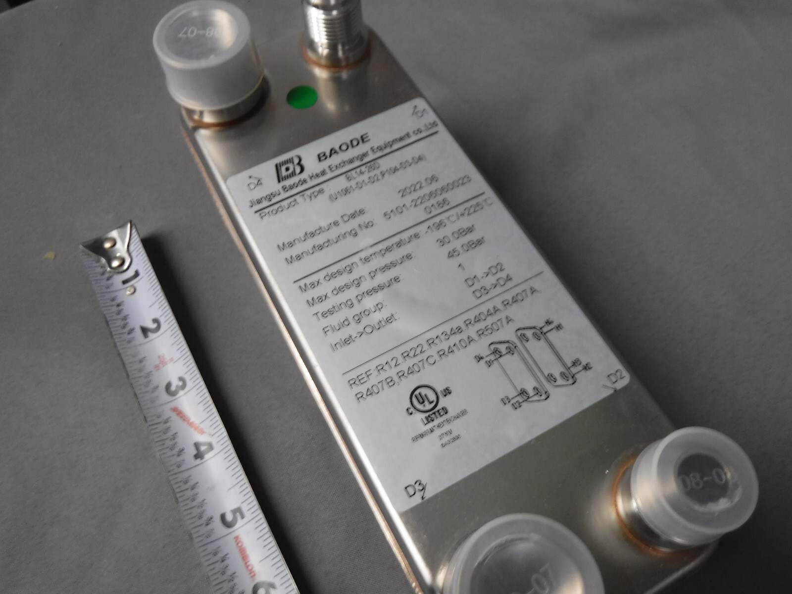 BAODE Brazed Plate Heat Exchanger Plate Chiller Homebrewing Wort 3"x8" 3/4" MPT