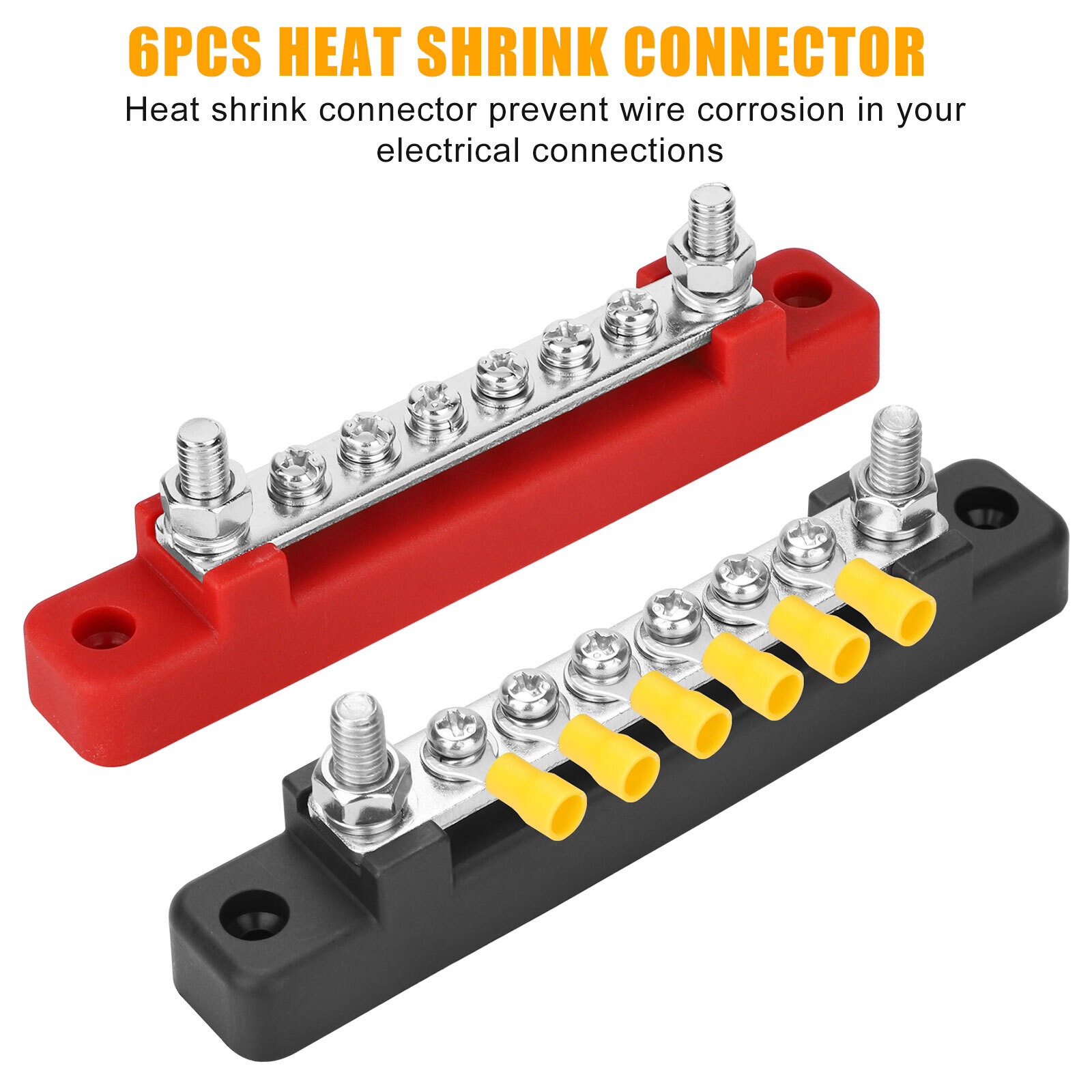 6 Way Bus Bar Power Distribution Terminal 150A Screws Battery Block for Car Boat