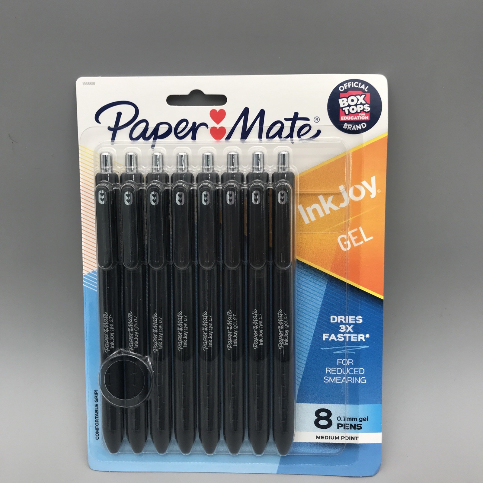 8 Pack Paper Mate InkJoy GEL, BLACK INK, 0.7 mm Medium Point Gel Pens New