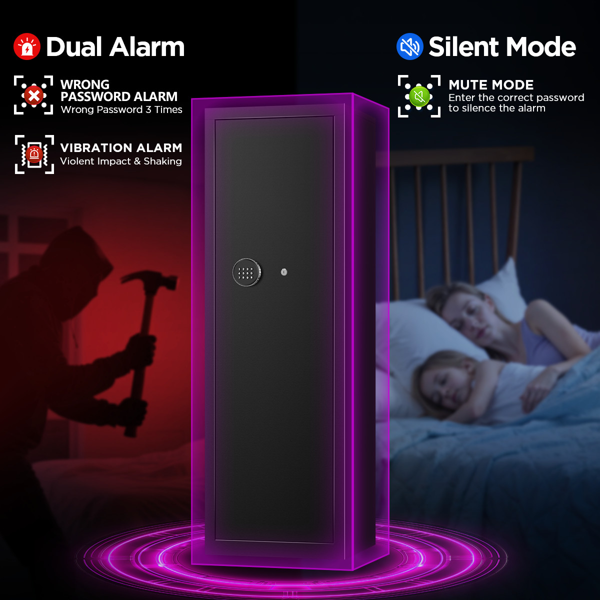 8-10 Rifle Pistols Cabinet Gun Safe Quick Access for Home Security Unassembly