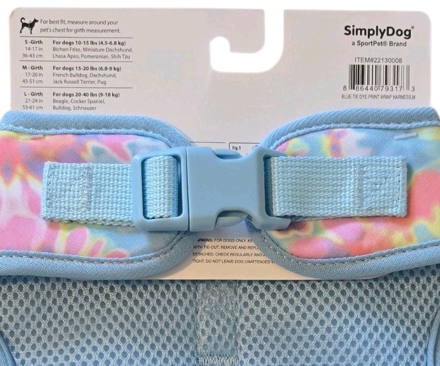 Simply Dog Pastel Tie Dye, Ruffles, Satin Gem Bow Puppy/Dog Harness, Small