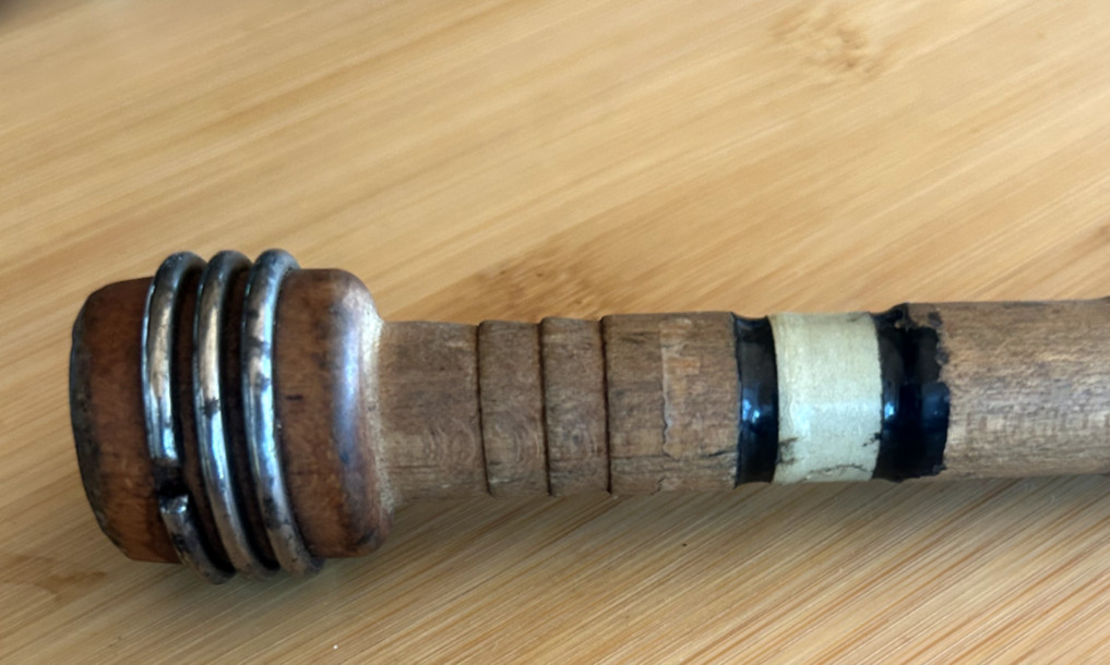 Wooden Yarn Thread Wool Spool Bobbin Vintage with white enamel