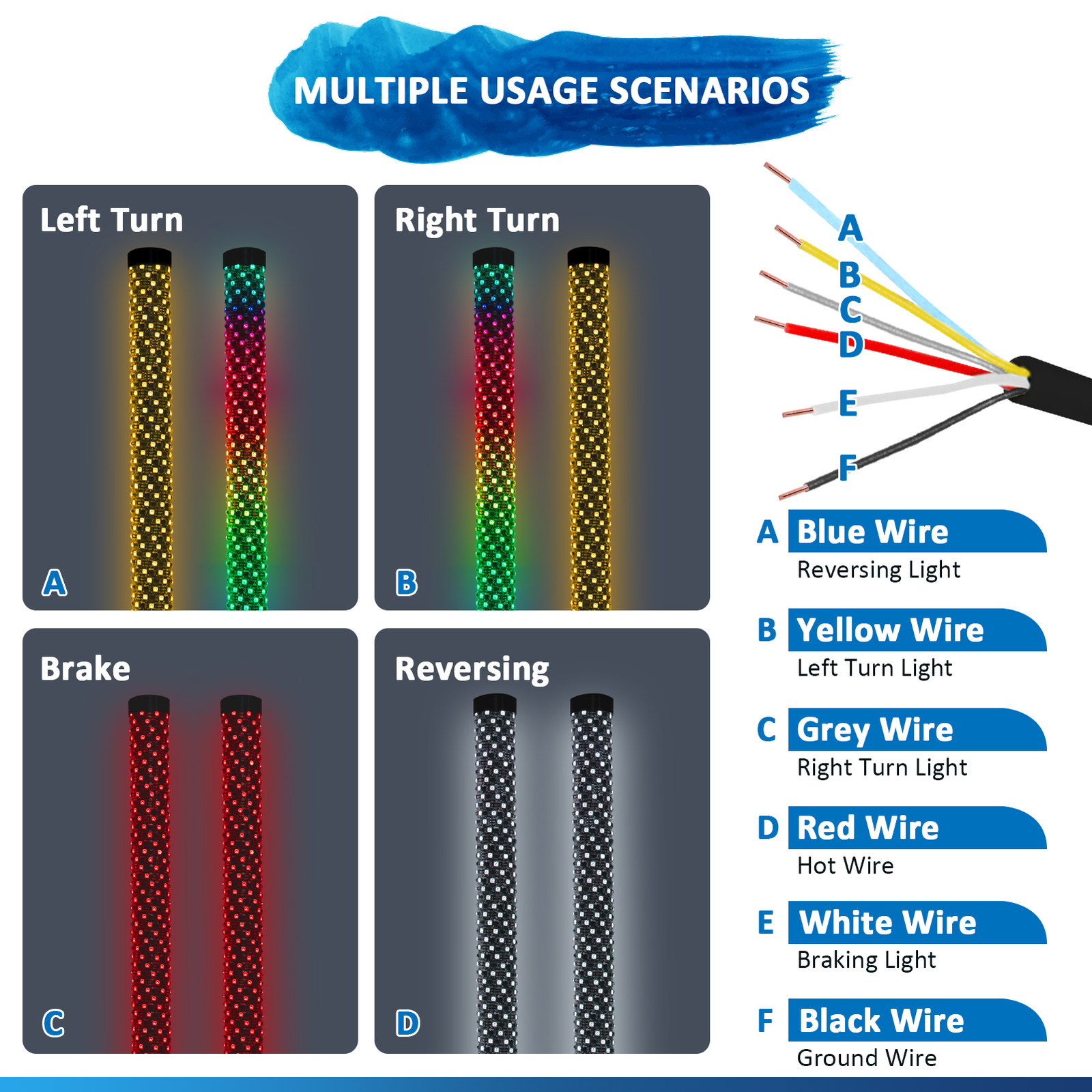 Pair 2FT Fat RGB LED Spiral Whip Light Mounts Kit For Can Am Maverick R/R Max