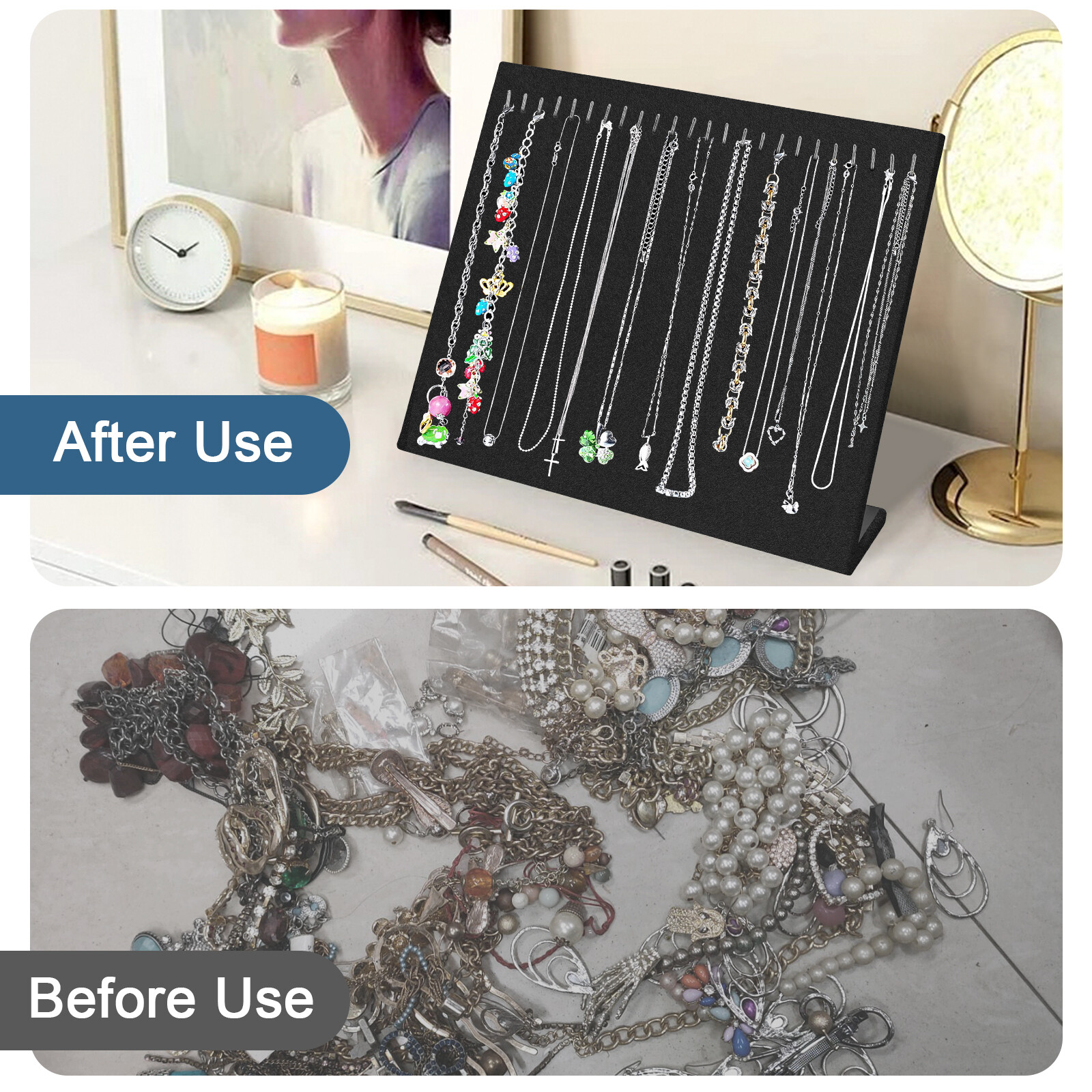 Velvet Necklace Display Stand for Selling Jewelry Chain Storage Organizer Holder