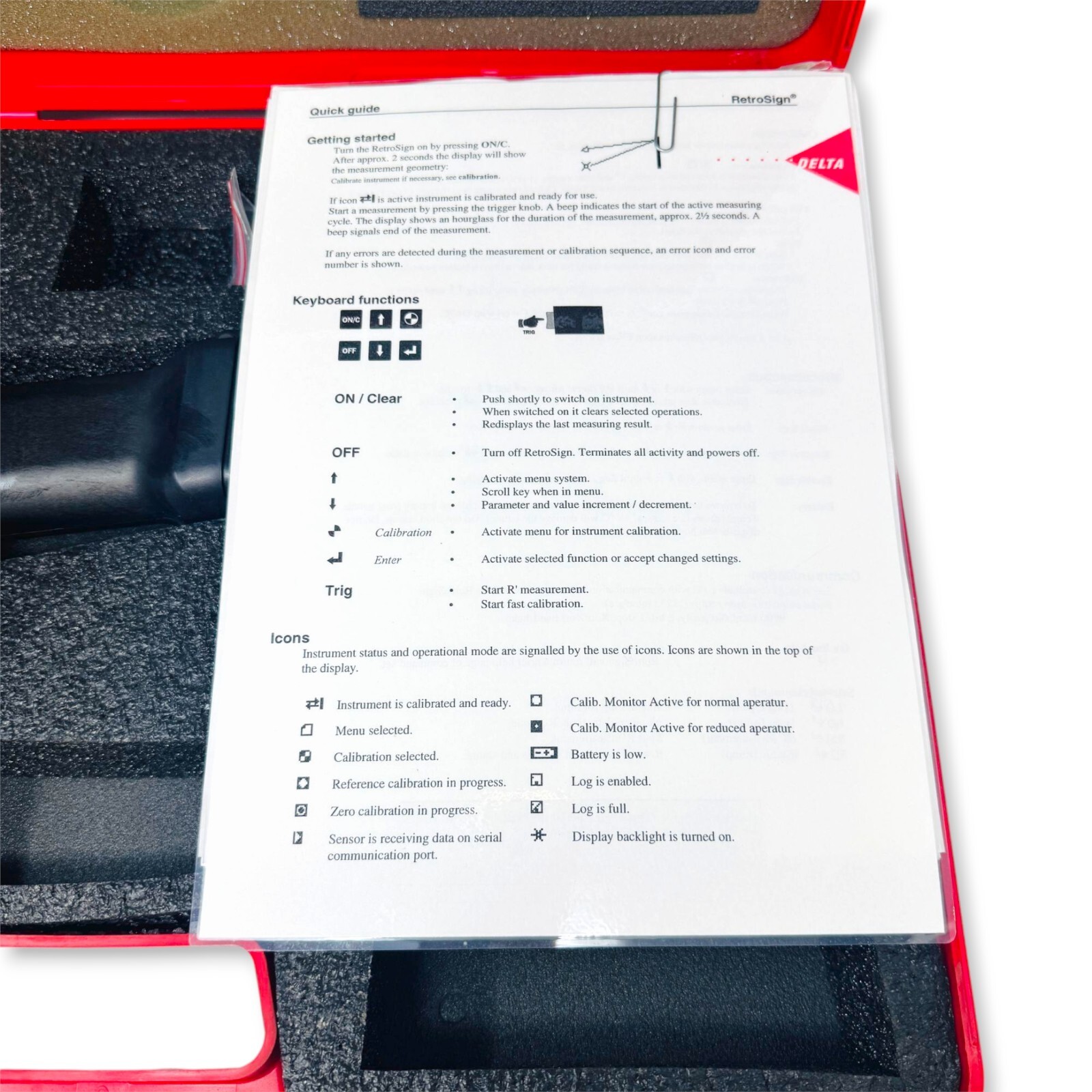 Delta Light Optics RetroSign Retroreflectometer Type 4500 with Case, Accessories