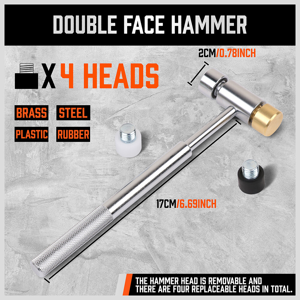 22pc Roll Pin Punch Set Double-Faced Hammer Brass Steel Gunsmith Maintenance