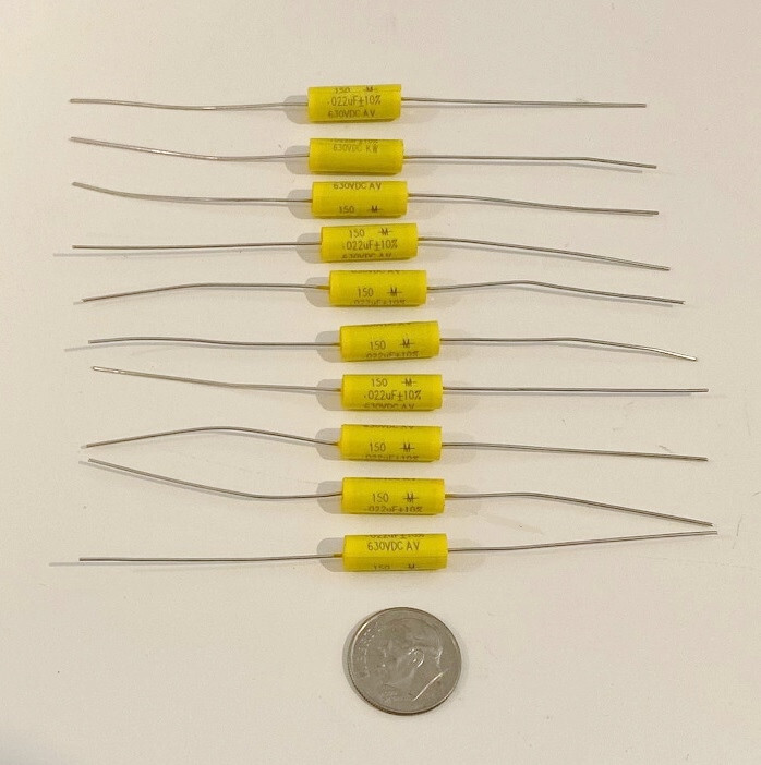 Mallory 150 series .022 µF 630 volt capacitors set of 10 NEW!