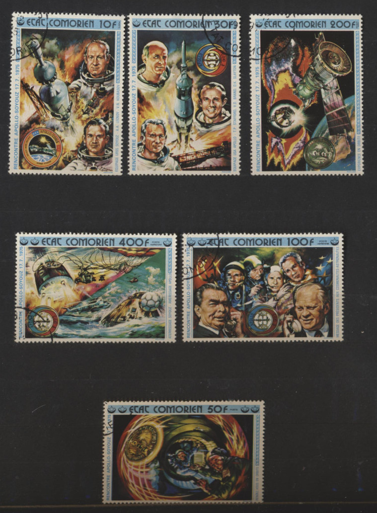 Apollo - Soyuz Space Astronauts Set Comoro #156-161 Complete (CTO)  $5.40 Retail