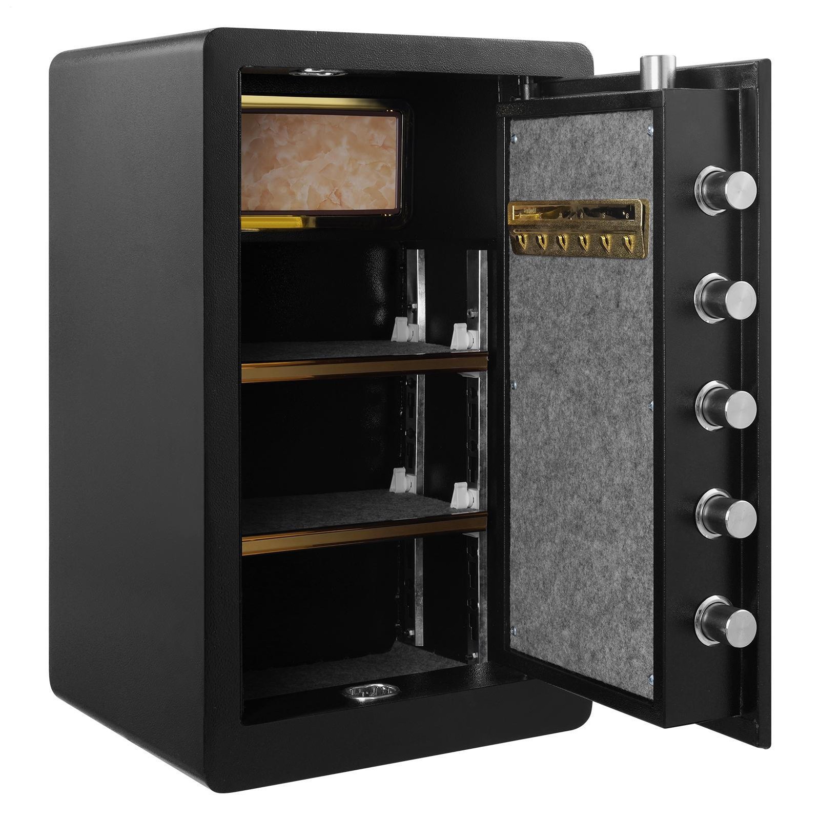 Double Door 4.2 cu.ft Safe Box with Key Lock Password Cabinet Black