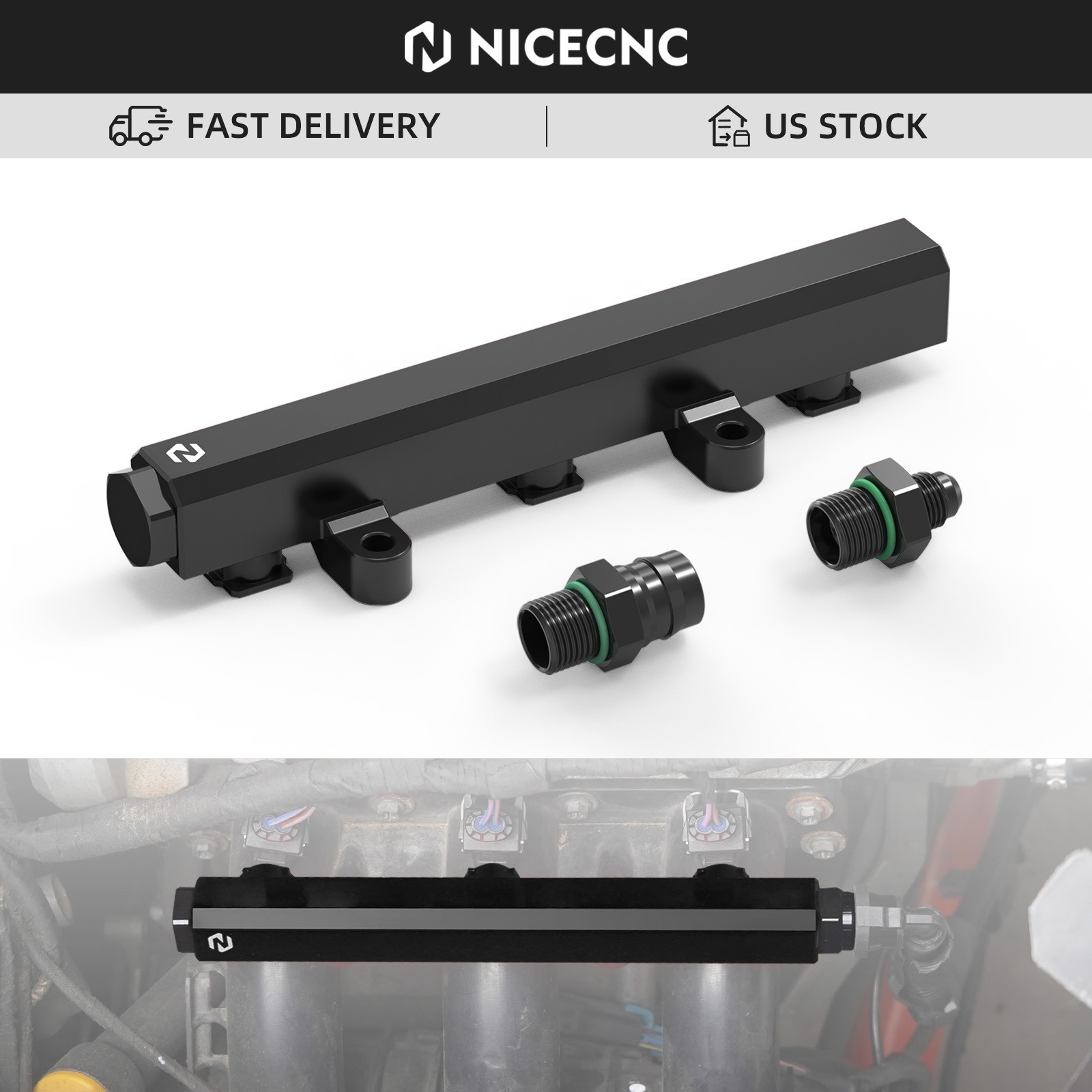 NICECNC Racing Fuel Rail Billet Aluminum For Can-Am Maverick X3 Max R RR 2017-23