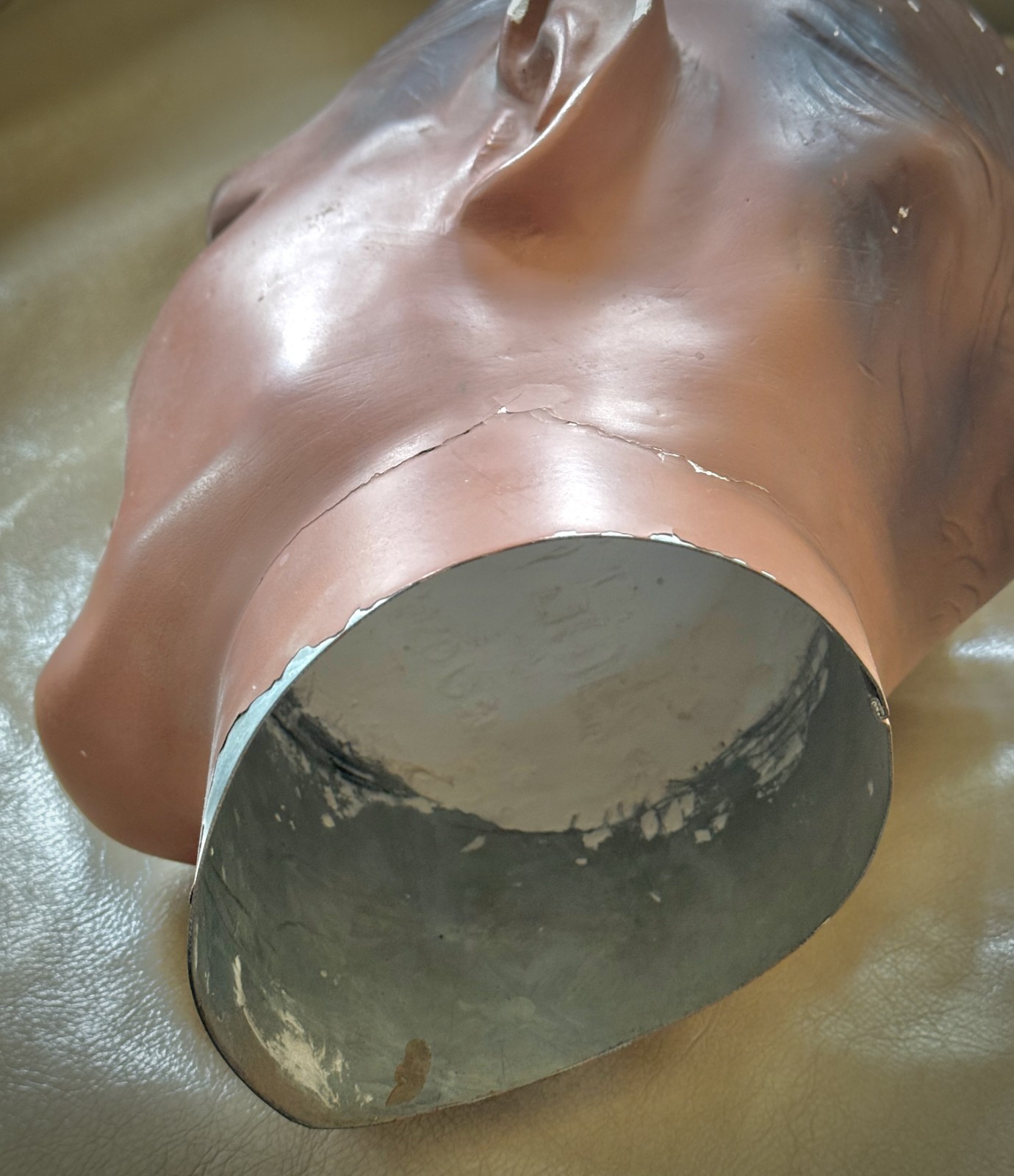 Very Vintage Male Mannequin Head / Silvestri Hollywood / Plaster Head & Tin Neck