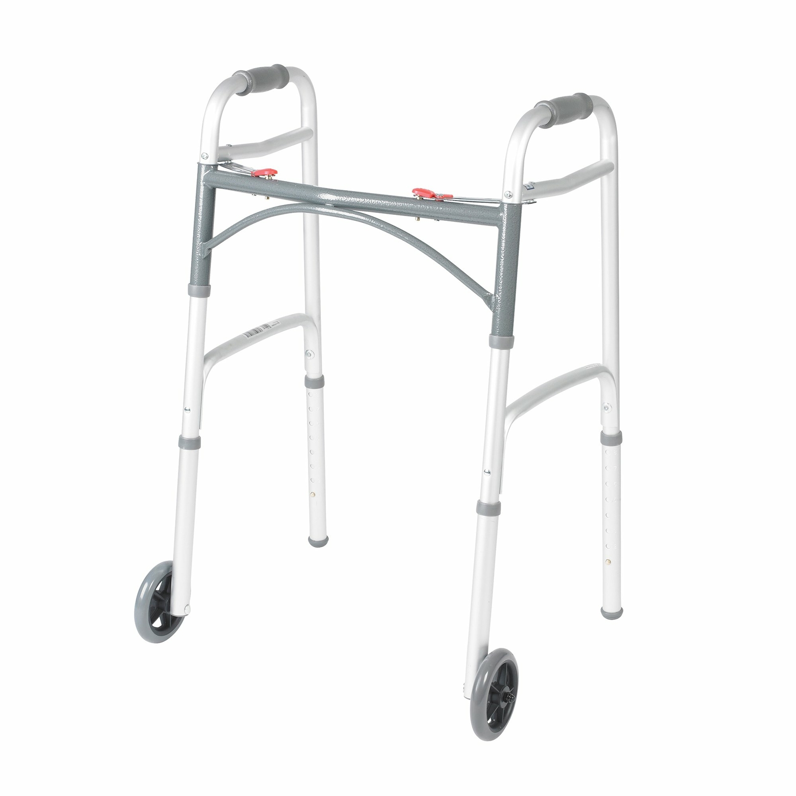 McKesson Aluminum 32 to 39" H Dual Release Folding Walker with Wheels up to 350