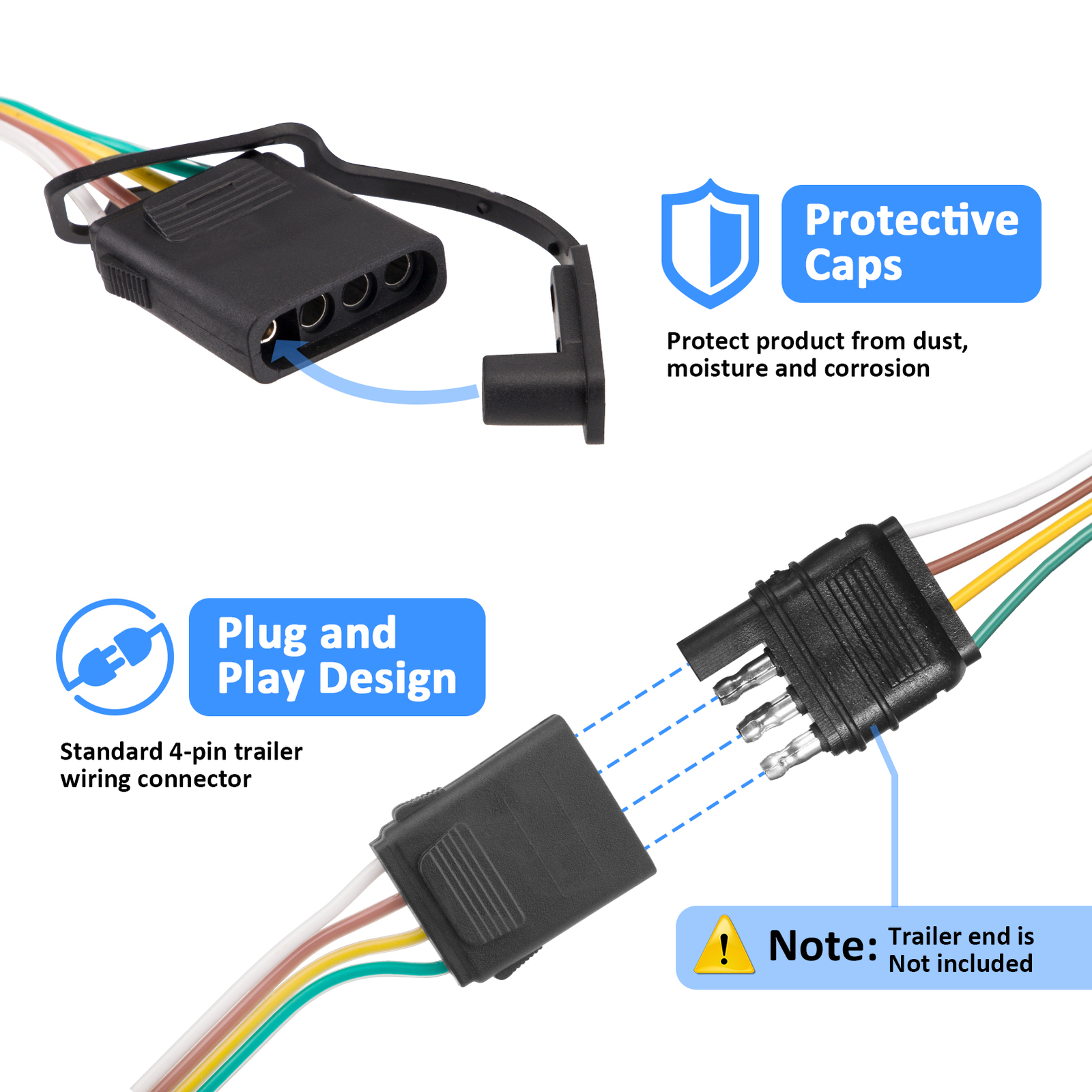 Trailer Tow Hitch Wiring Harness For 2019-2020 2021 2022 2023 2024 Toyota RAV4