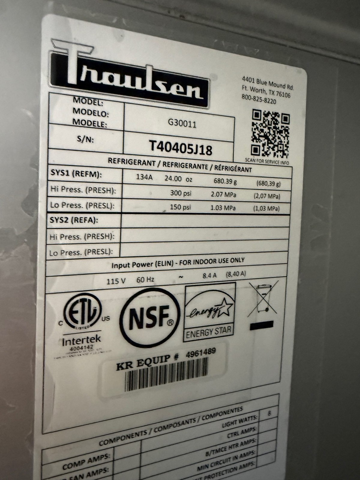 2018 TRAULSEN G30011 3 SOLID DOOR REACH-IN STAINLESS STEEL REFRIGERATOR