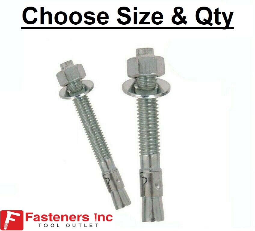 Concrete Wedge Anchor Zinc Plated Expansion Anchors Includes Nuts & Washers