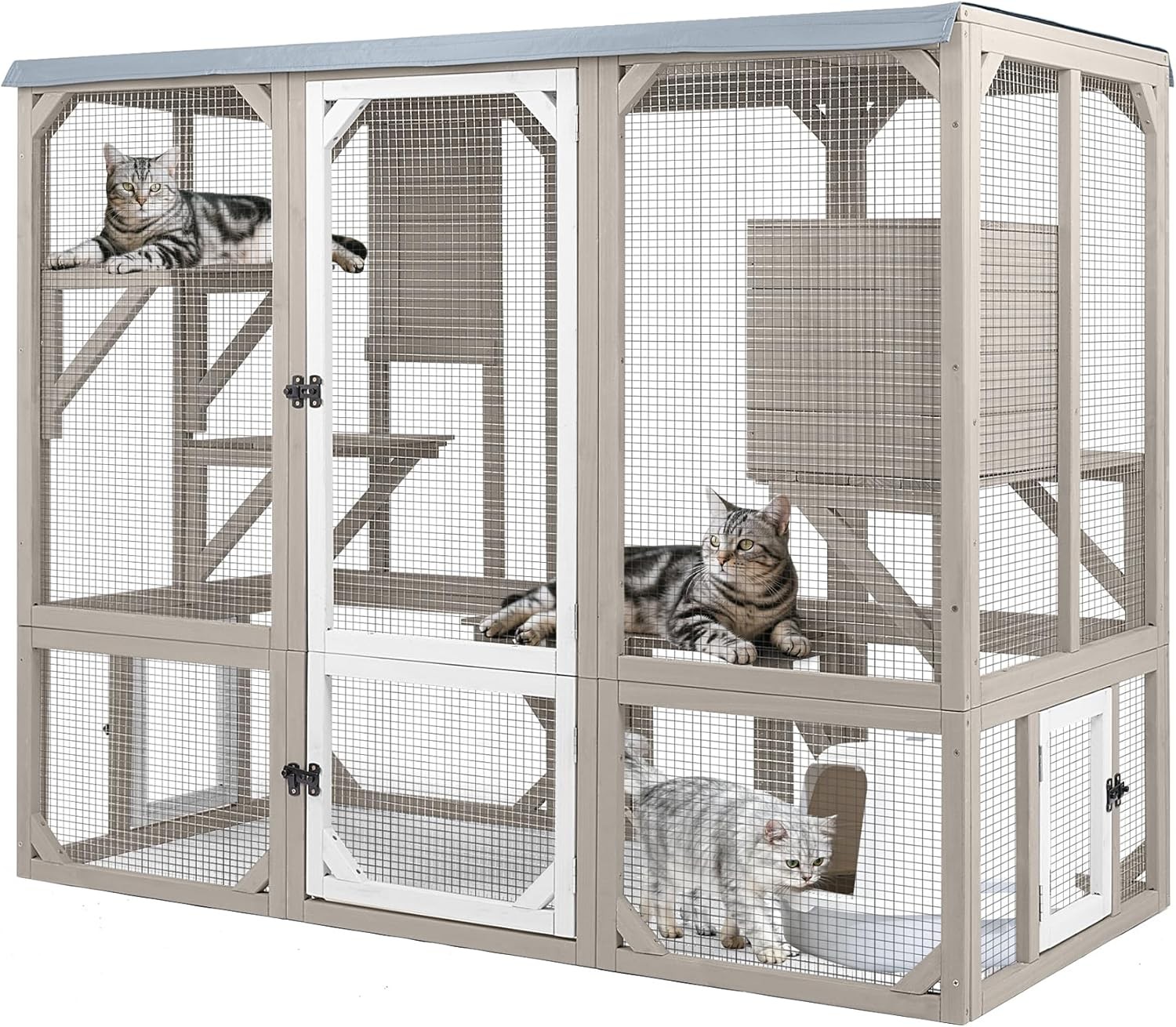 Petscosset Outdoor Cat Enclosures 4 Story Large Cat House with Jumping Platforms