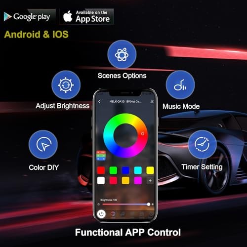 Underglow Car Lights, 4 pcs RGB-IC Smart LED Lights with APP and Multicolor
