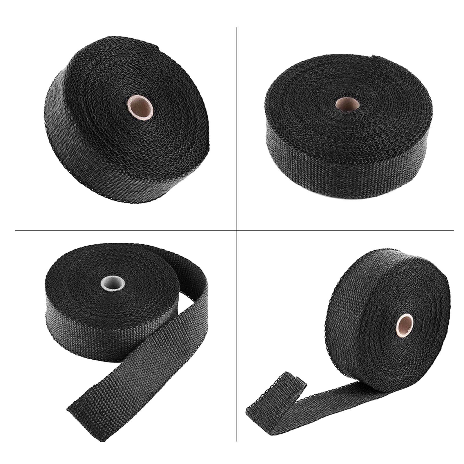 2 Roll x 2" 50Ft Black Fiberglass Exhaust Header Pipe Heat Wrap Tape+20 Ties Kit