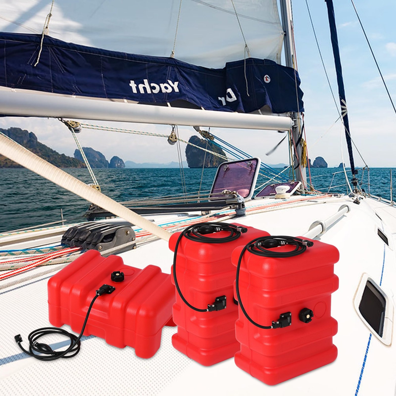 14 Gallon 55L Portable Marine Fuel Tank Outboard Boat Motor Gas Tank with Hose