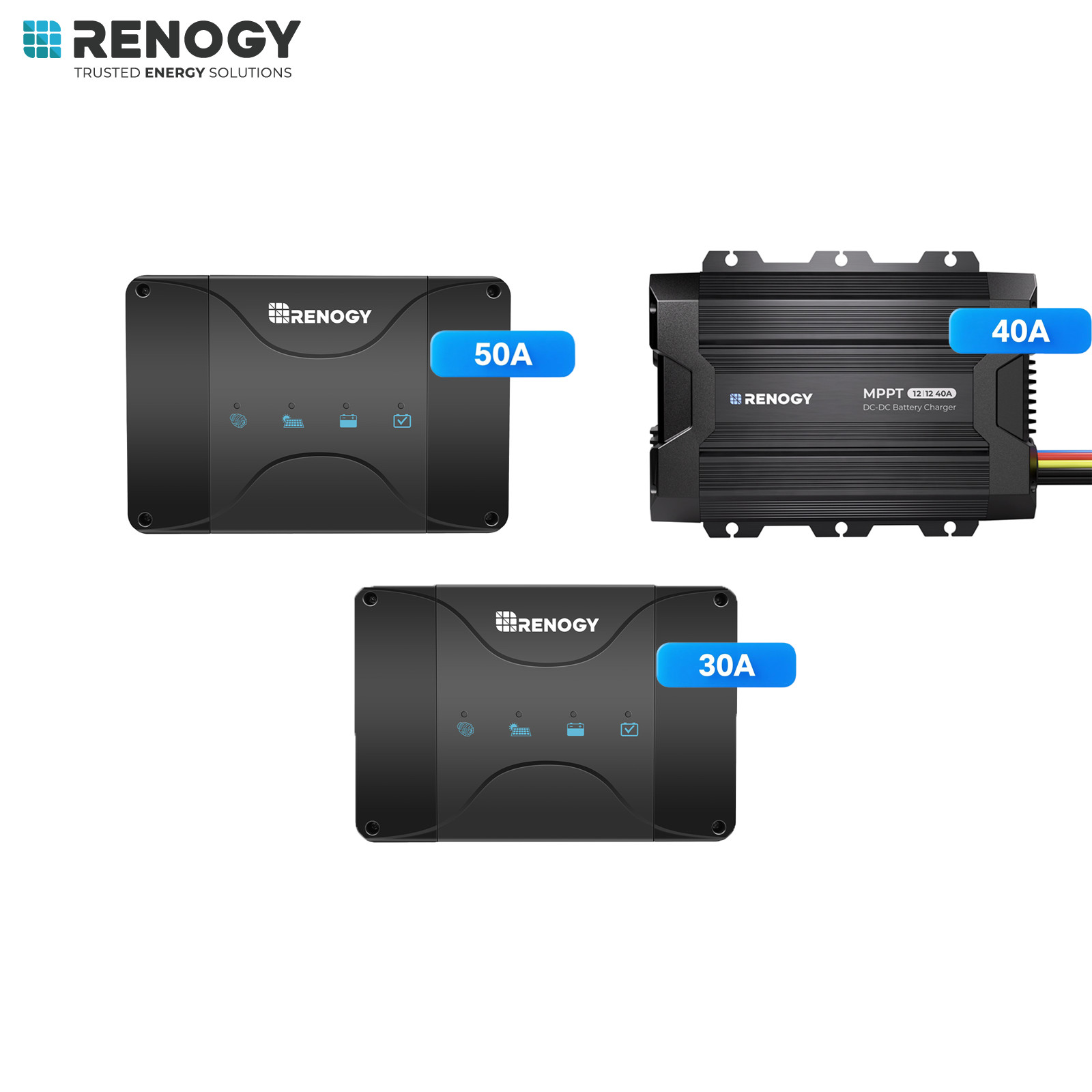 Renogy DC to DC Battery Charger 12V 50A 40A 30A w/MPPT For Gel AGM Lithium Solar