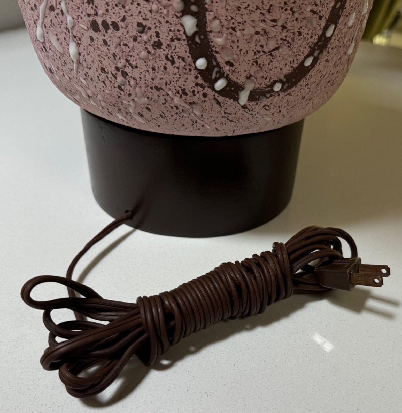 Vintage 50s Atomic Era Pottery Lamp Mid Century MCM Modern Lighting Pink Brown