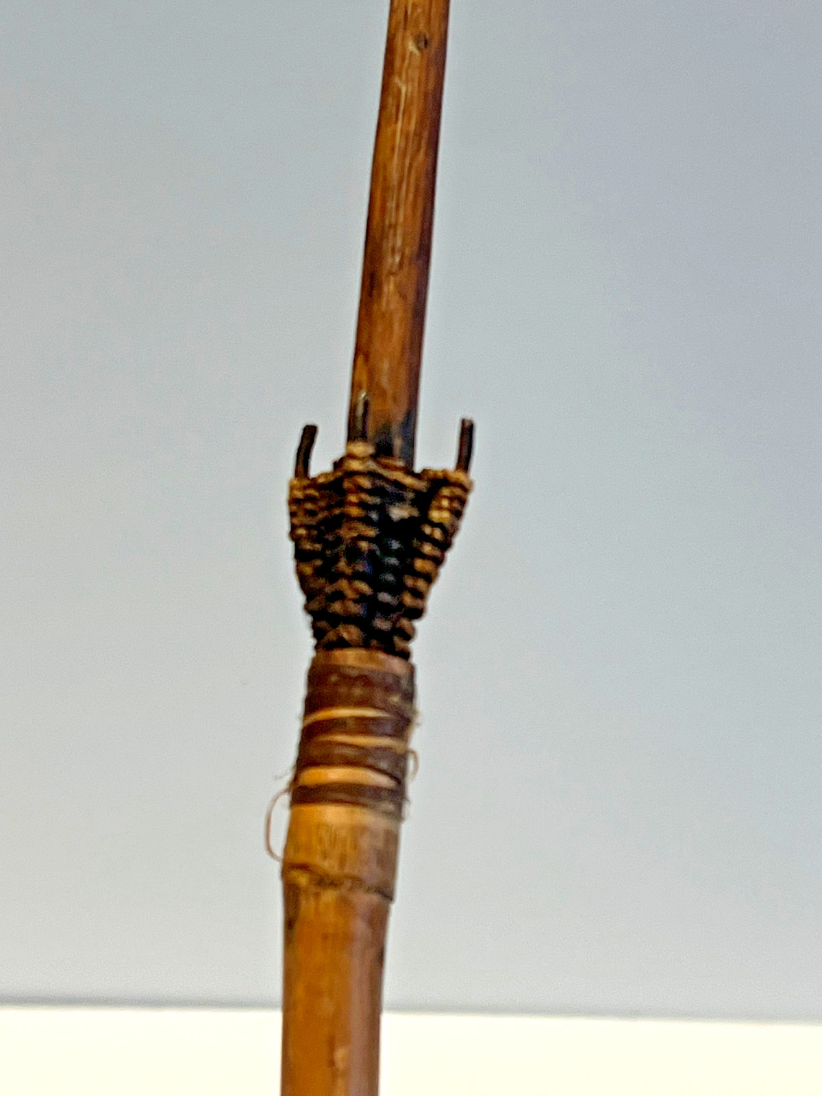 Original Native American Indian Arrow; Wood Tip; Feathers; Sinew; #B2