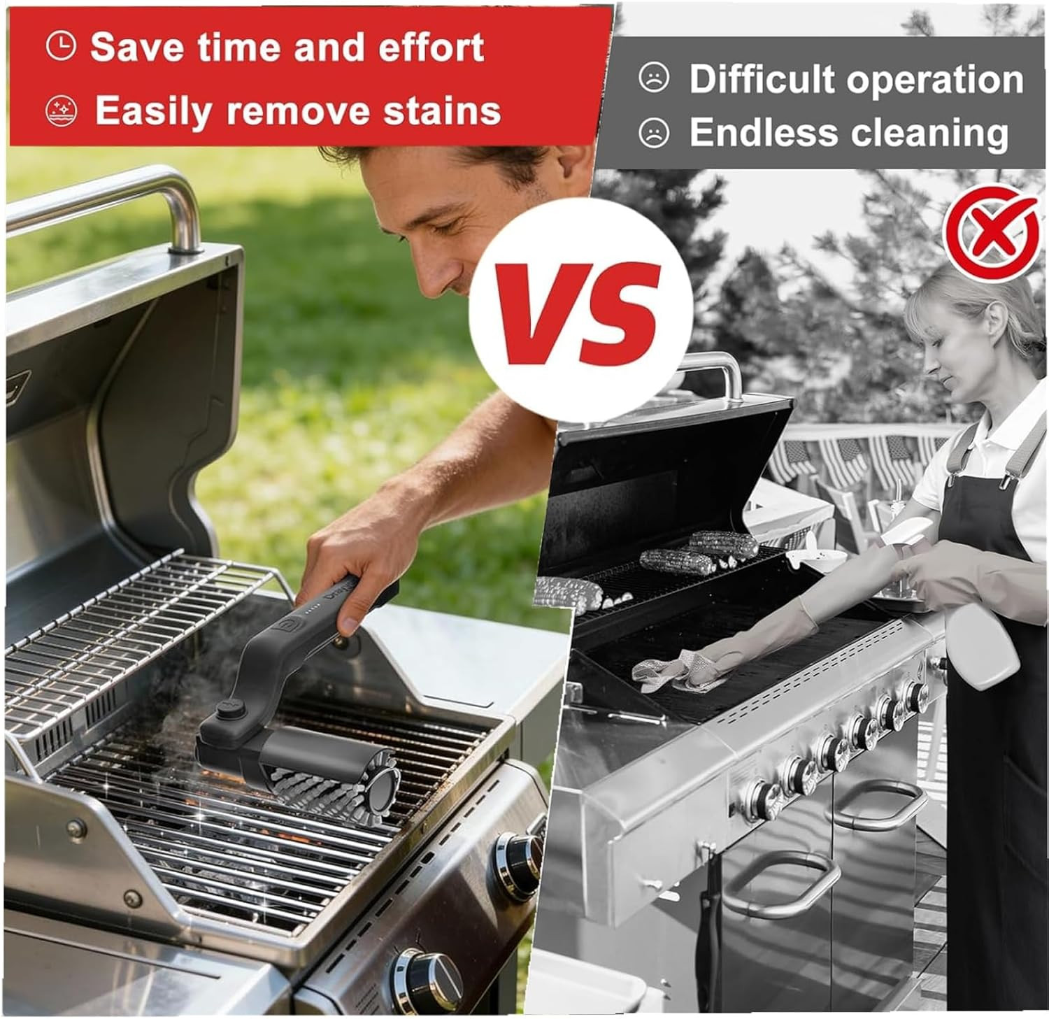 Electric BBQ Grill Brush - 2600mAh Rechargeable Cleaning Brush Wireless Cleaner.