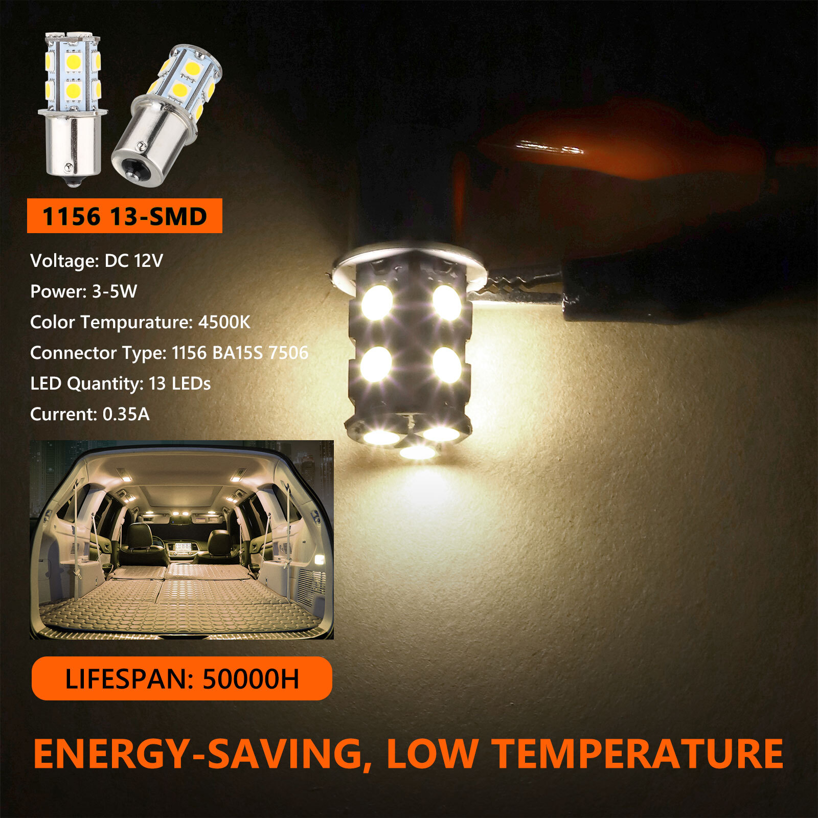 20x Warm White 1156 1141 13-SMD LED RV Camper Trailer Interior Light Bulb Bright