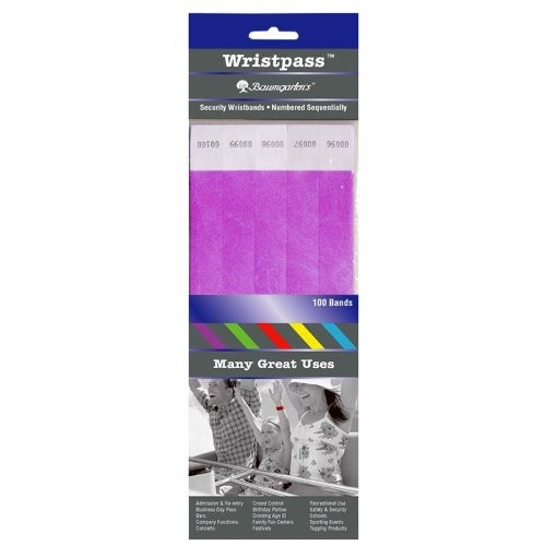 Baumgartens BAU85014 Tyvek Security Wristbands Purple 10"x0.8"