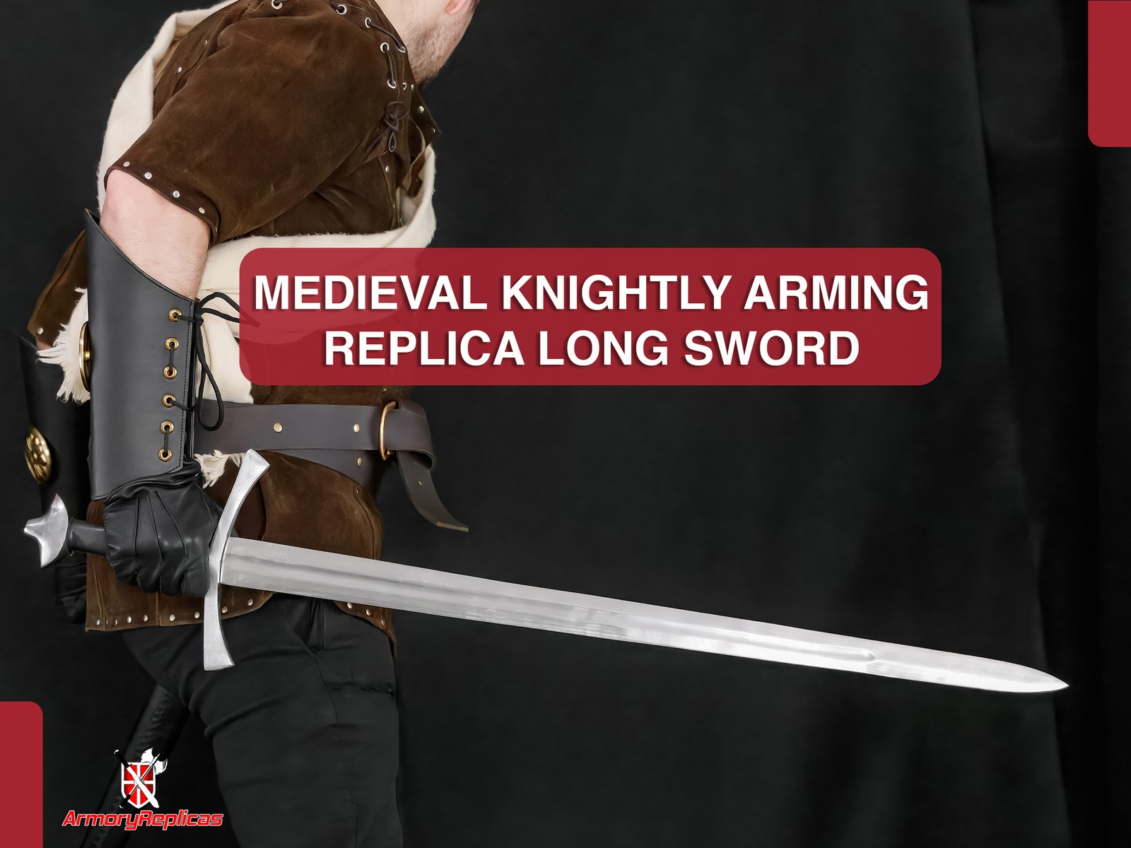 Medieval Arming Long Sword 1065 Steel Full Tang Battle Ready w/ Leather Scabbard