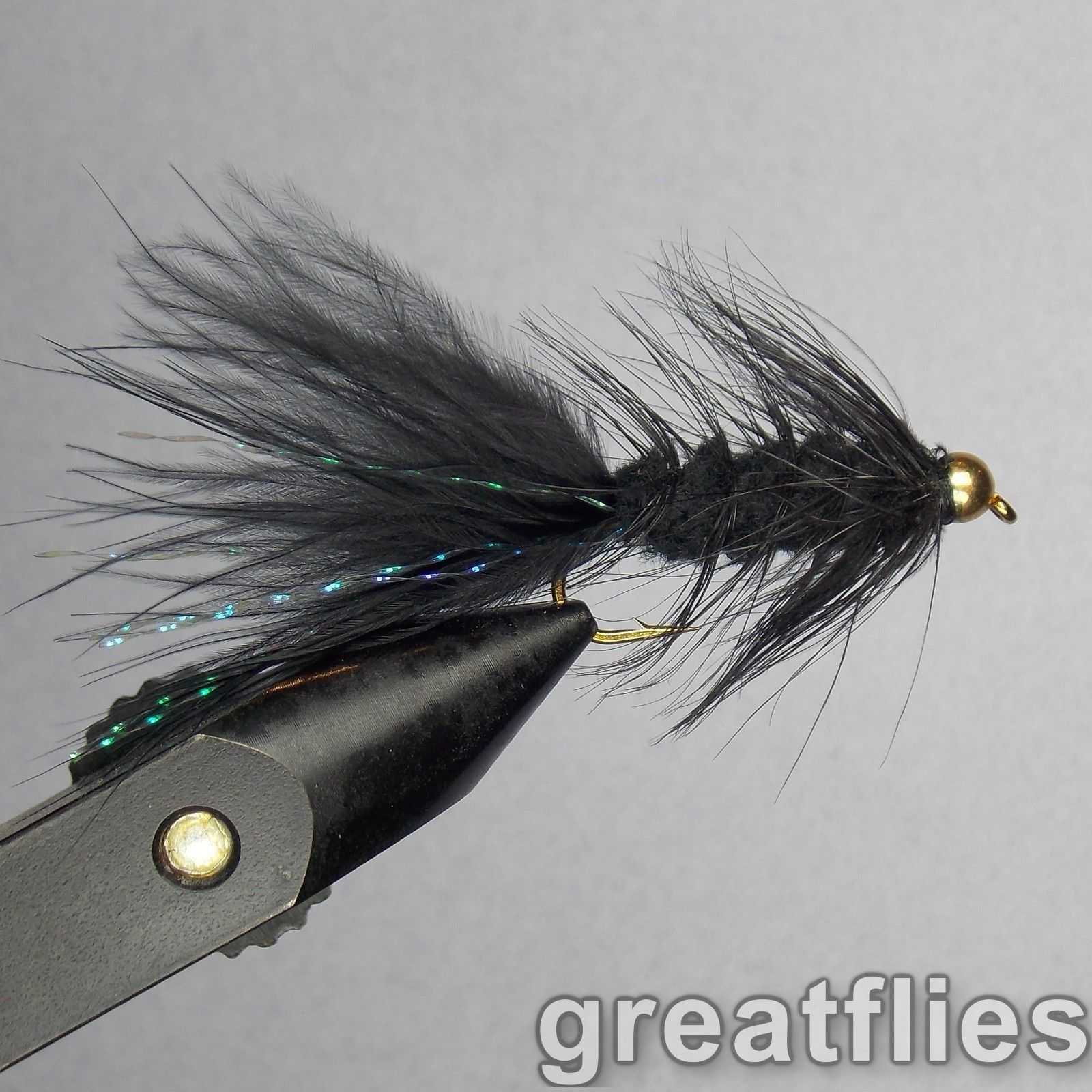 1 dozen (12) - Woolly Bugger - BLACK - Bead Head