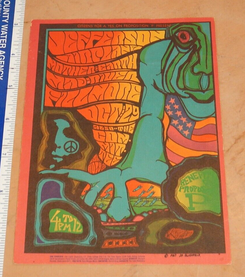 AOR 2.89 - 1967 JEFFERSON AIRPLANE; FILLMORE BENEFIT FOR PROPOSITION P HANDBILL