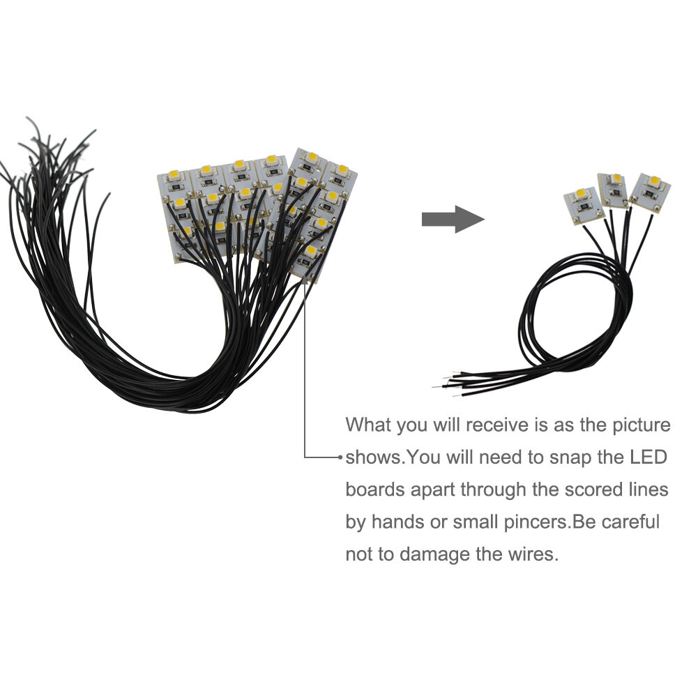 DD00WM 20pcs Pre-wired Warm White SMD 3528 LED Lamp Light Set 12V