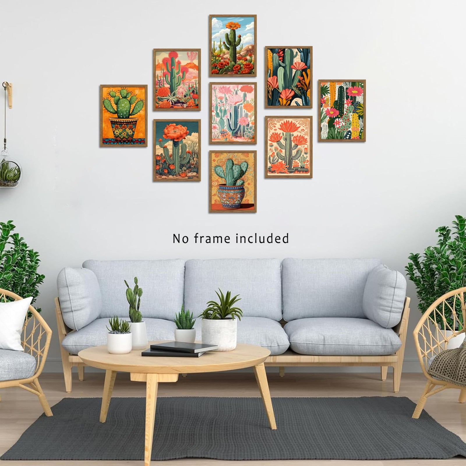 Vintage Desert Cactus Wall Art Prints Set of 9 – Mexican Botanical Cactus