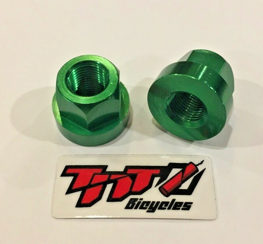 TNT BICYCLES - ALUMINUM AXLE NUTS - 3/8" x 26tpi - SOLD AS PAIR (2pcs)