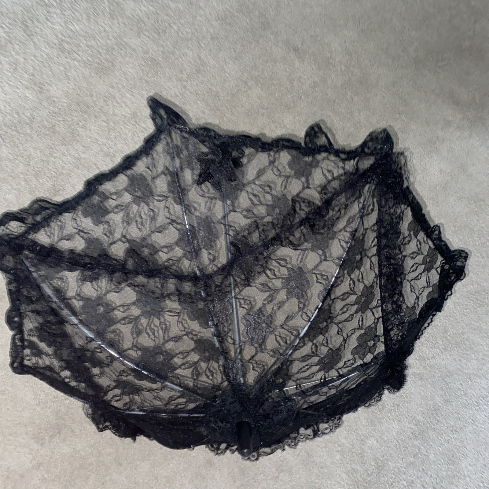 Goth Gothic Cosplay Wedding Bride Bridal Umbrella Parasol Black Lace