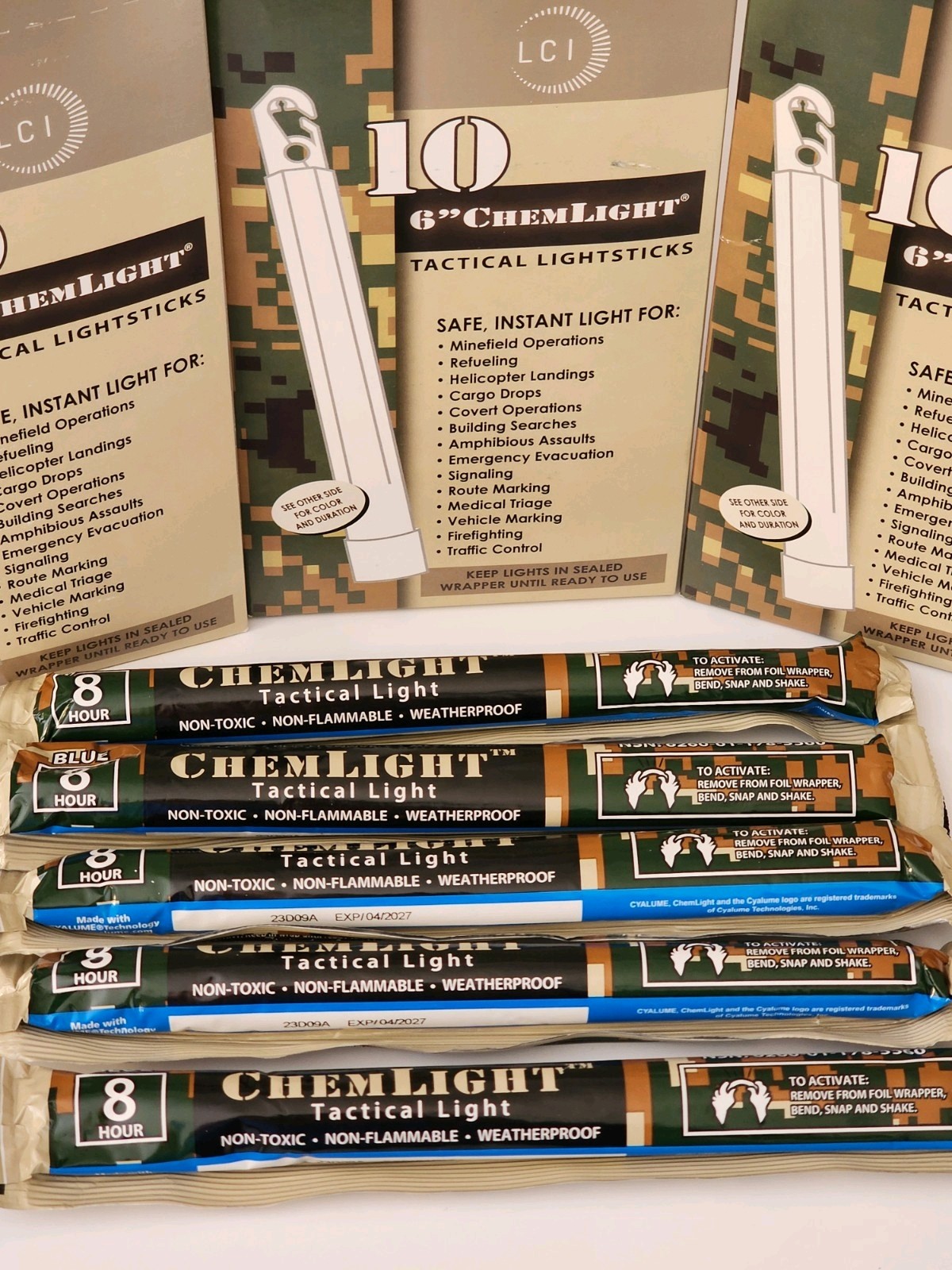 LC Industries ChemLight 6 inch Blue Box of 10 Military Grade Glow Sticks